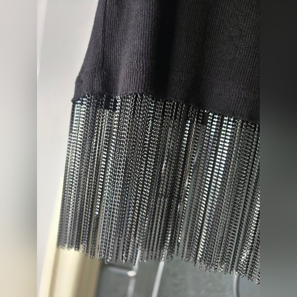 Silver Dagger Black Skirt with Metal Fringe Detail - Picture 4 of 5